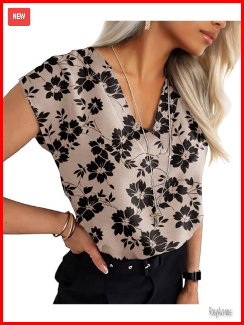 Womens V Neck Cap Sleeve Blouse Dressy Casual Work Office Top